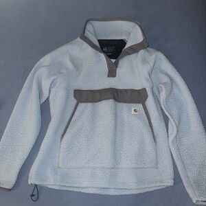 Carhartt Sky Blue Fleece Pullover with Charcoal Accents